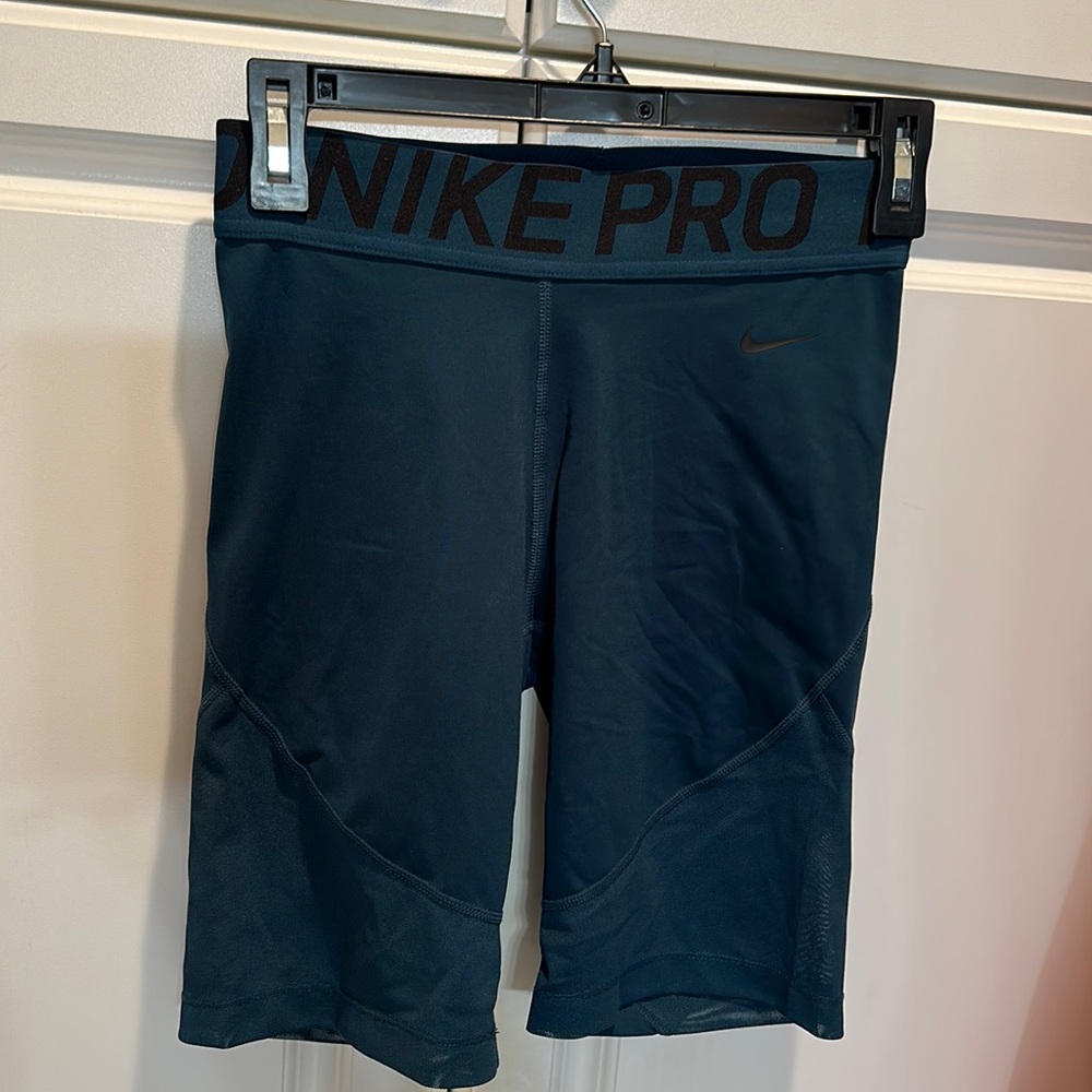 Nike teal mesh biker shorts